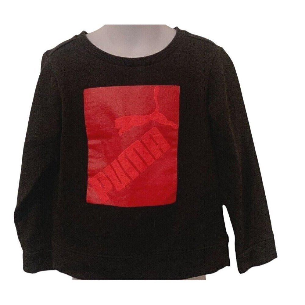 Puma Boys Sweatshirt Youth Size 6 Black Red Graphic Long Sleeve